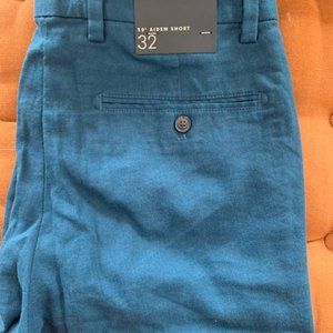 NEW Banana Republic Aiden Chino Shorts Mens 32 Blue Slim Fit 10"